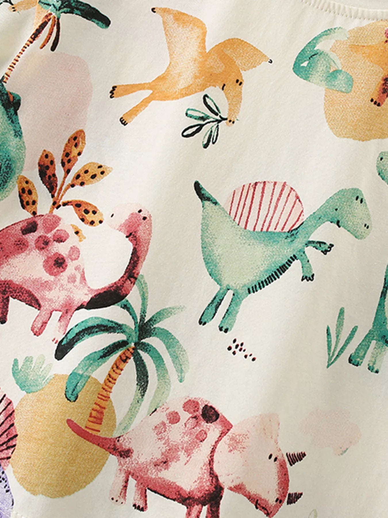 Children's Dinosaur Print Crew Neck Short Sleeve T-Shirt - Farnelli