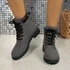 Lace Up Block Heel Boots - Gray