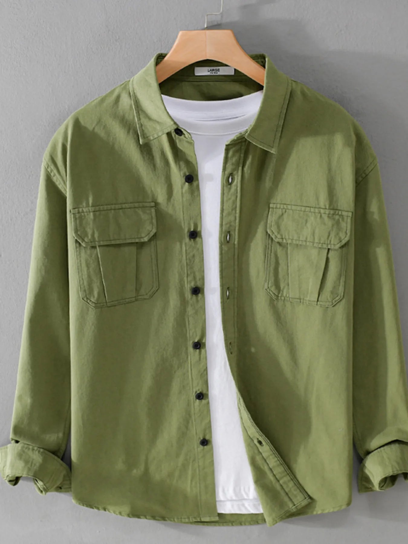 Men's Plus Size Button Down Shirt with Dual Chest Pockets - Farnelli