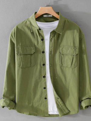 Men's Plus Size Button Down Shirt with Dual Chest Pockets - Farnelli