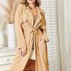 Culture Code Full Size Tied Trench Coat with Pockets - Khaki