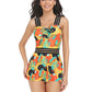Ruched Printed Sweetheart Neck Two-Piece Swim Set - Farnelli