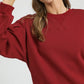 Umgee Round Neck Sweatshirt with Pleated Detail - Farnelli