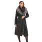 Genuine Silver Fox Cashmere Blend Coat