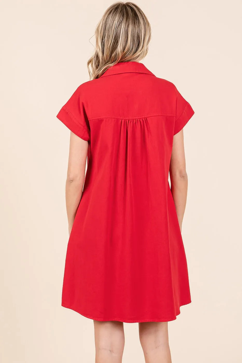 Mittoshop Twill Short Sleeve Collared Mini Dress - Farnelli