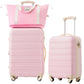 HouseOfZazla hardshell luggage set with spinner wheels and TSA lock in black, white, or pink