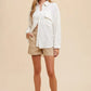 Annie Wear Openwork Button Down Drop Shoulder Shirt - Farnelli