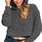 Zenana Drop Shoulder Ribbed Crop Hoodie - Farnelli