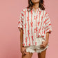 BiBi Bow Ribbon Woven Printed Button Down Shirt - Farnelli