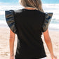 Macy Leather Ruffle Sleeve Blouse - Farnelli