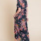 BOMBOM Floral Short Sleeve Maxi Dress - Farnelli