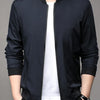 Men's Plus Size Full Zip Front Closure Bomber Jacket with Pockets - Navy Blue