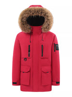 Men's Full Size Fur Hooded Winter Parka Coat Plus Size - Farnelli