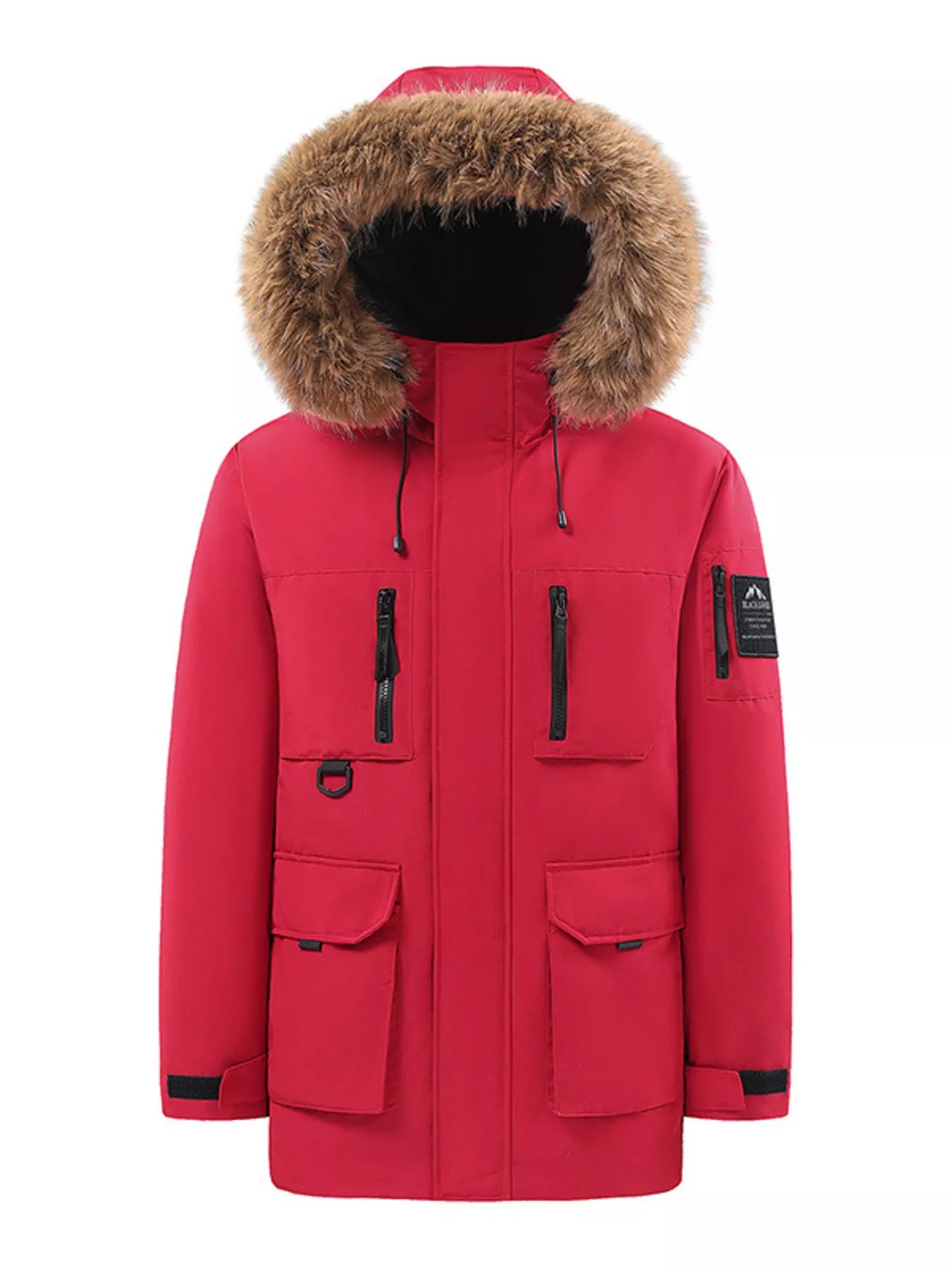 Men's Full Size Fur Hooded Winter Parka Coat Plus Size - Farnelli