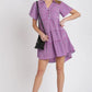 Umgee Full Size Gingham Tiered Button Detail Short Sleeve Dress Plus Size - Farnelli