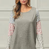 BiBi French Terry with Paisley Triblend Color Block - H GREY