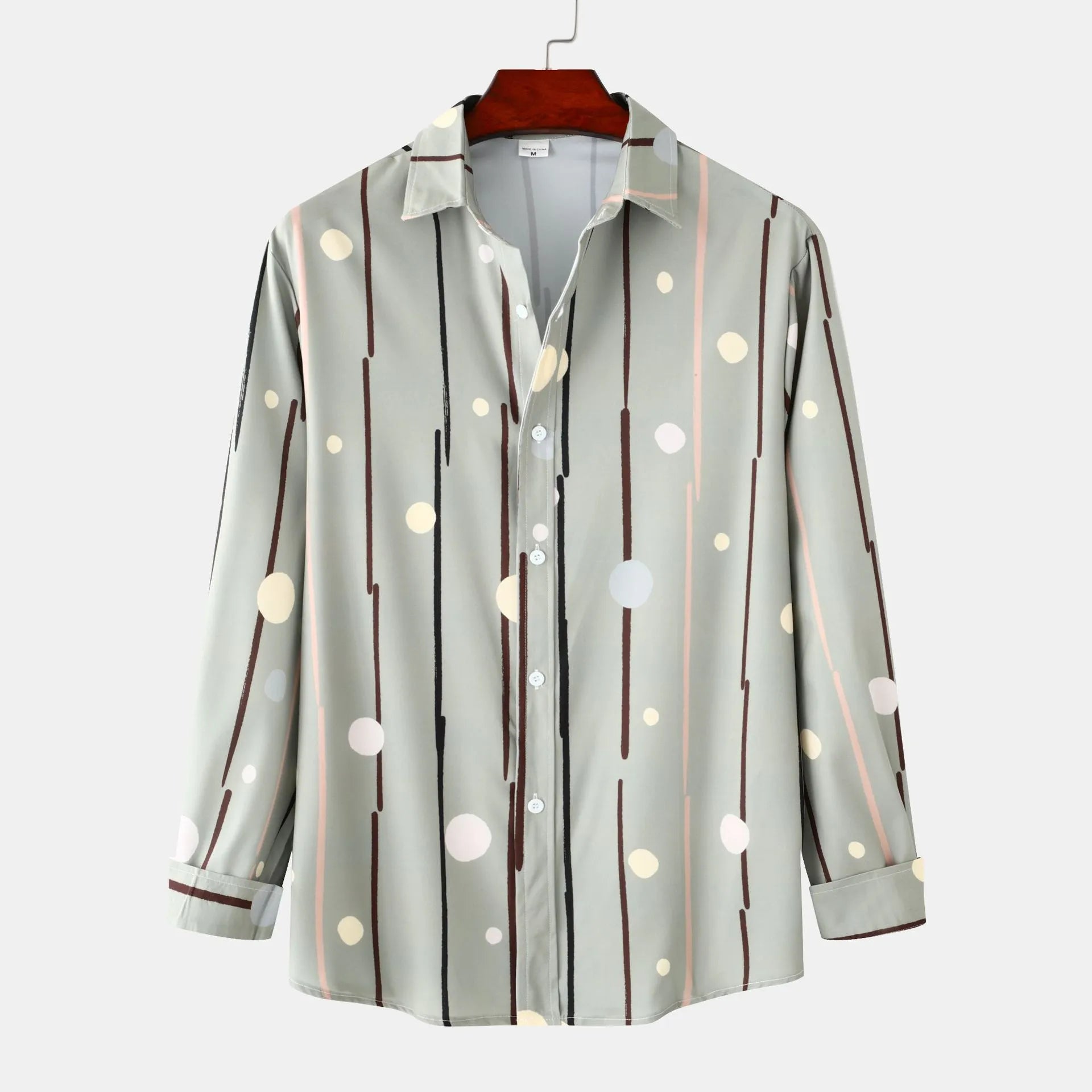 Men's Striped Polka Dot Button-Down Shirt - Farnelli