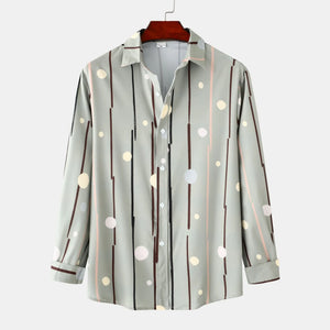 Men's Striped Polka Dot Button-Down Shirt - Farnelli