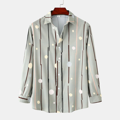 Men's Striped Polka Dot Button-Down Shirt - Farnelli