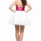 CLEARANCE - Cinderella Divine 077 Short Strapless White Dress Hot Pink Rhinestone Waist Tulle