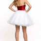 CLEARANCE - Cinderella Divine 077 Short Strapless White Dress Red Rhinestone Waist Tulle (Size 4)