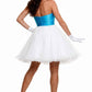 CLEARANCE - Cinderella Divine 077 Short Strapless White Dress Turquoise Rhinestone Waist Tulle (Size 4)