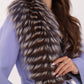 Genuine Silver Fox Virgin Wool Wrap Coat in Lavender