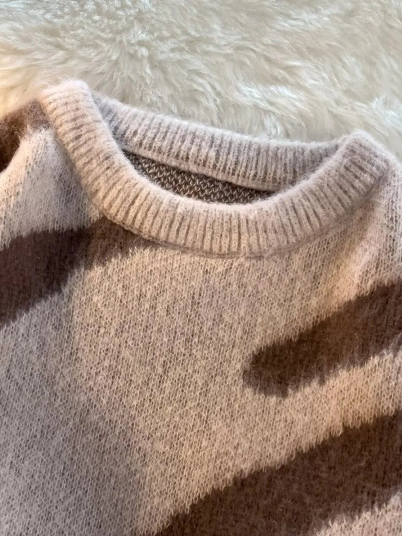 Men's Striped Fuzzy Knit Pullover Sweater - Farnelli