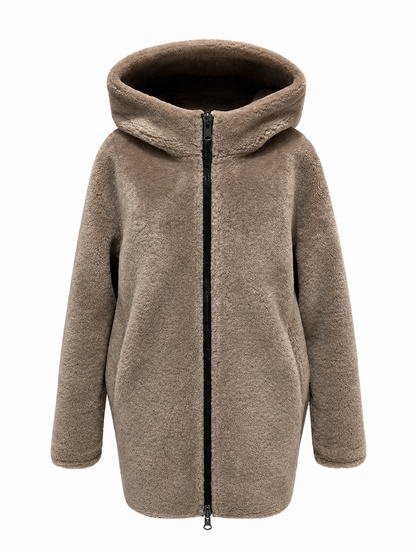 Reversible Faux Shearling Hooded Coat