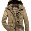 Men's Winter Hooded Zip Up Jacket - Khaki