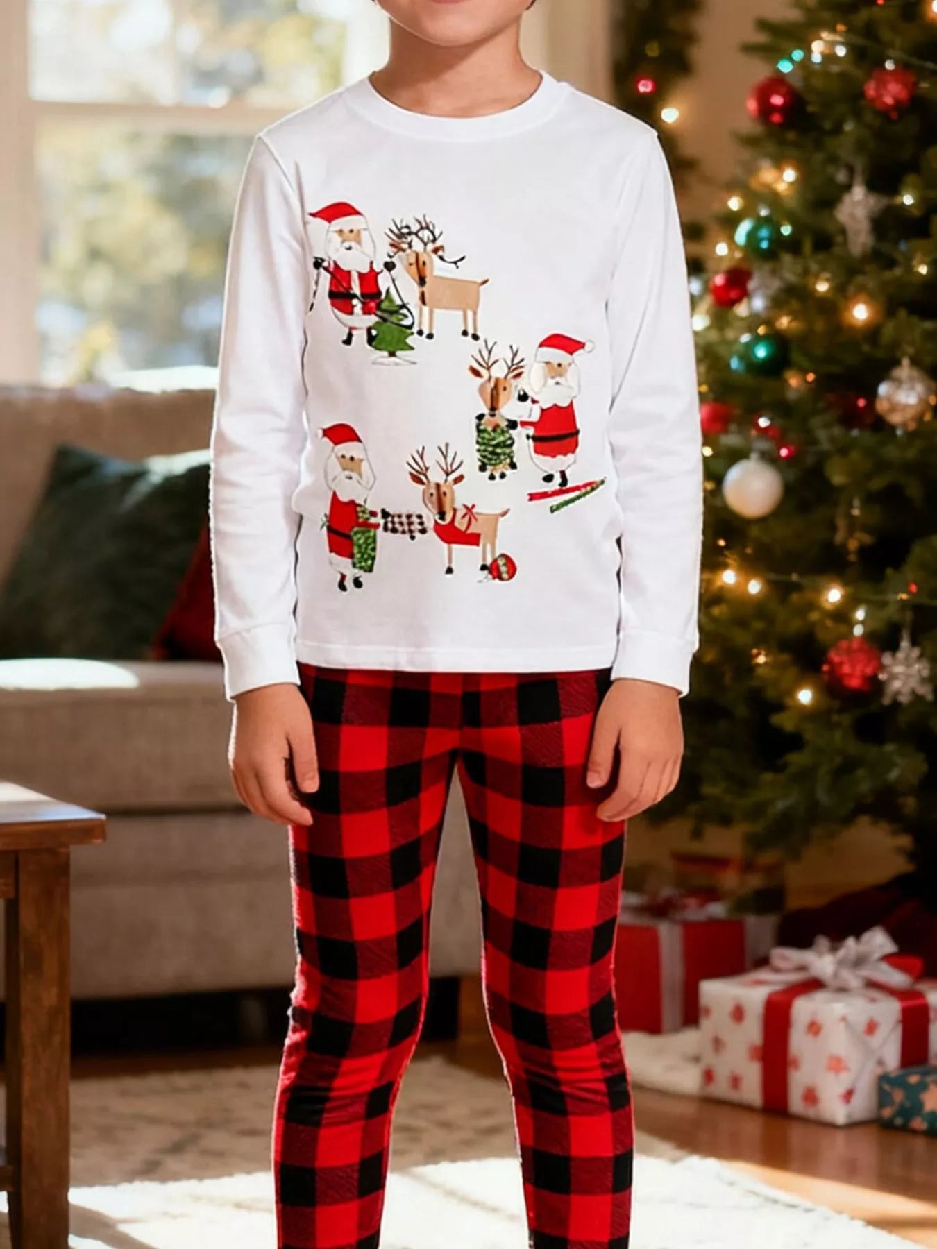Children's Christmas Santa & Reindeer Pajama Set - Farnelli