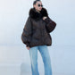 Chantal Genuine Fur Trim Down Fill Coat in Chocolate
