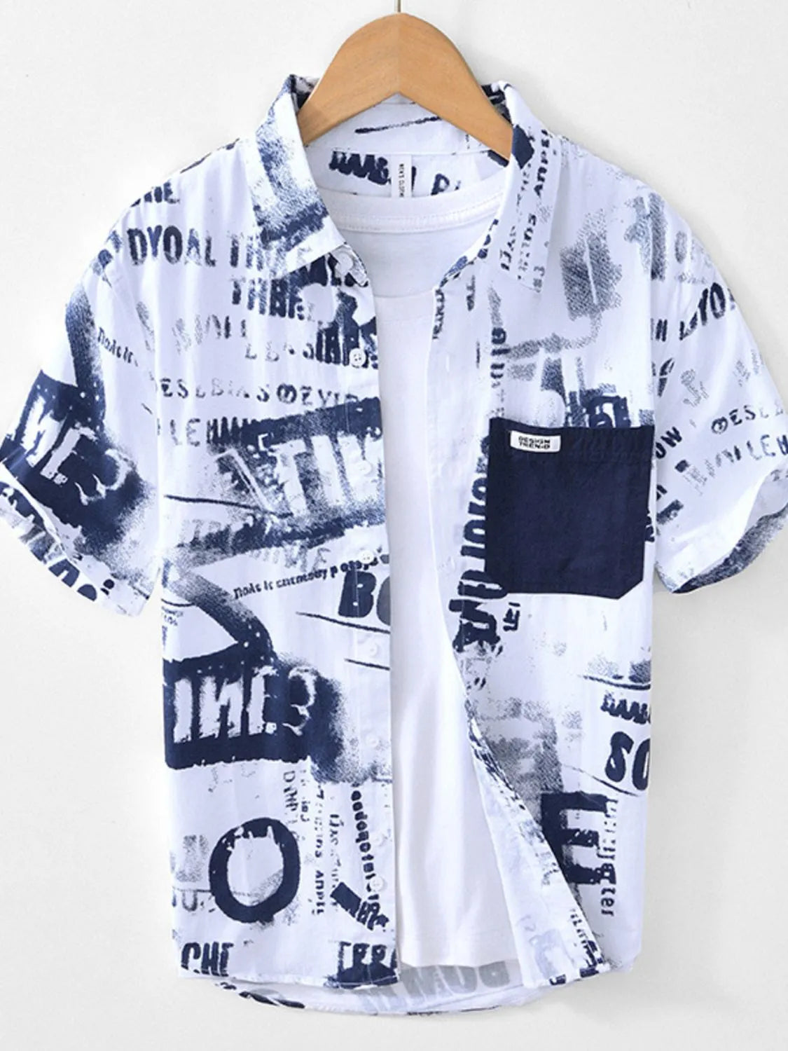 Men's Printed Button Up Short Sleeve Shirt - Farnelli