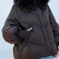 Chantal Genuine Fur Trim Down Fill Coat in Chocolate