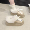Round Toe Platform Boots - Ivory