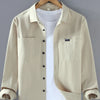 Men's Plus Size Button Up Long Sleeve Shirt - Beige Gray
