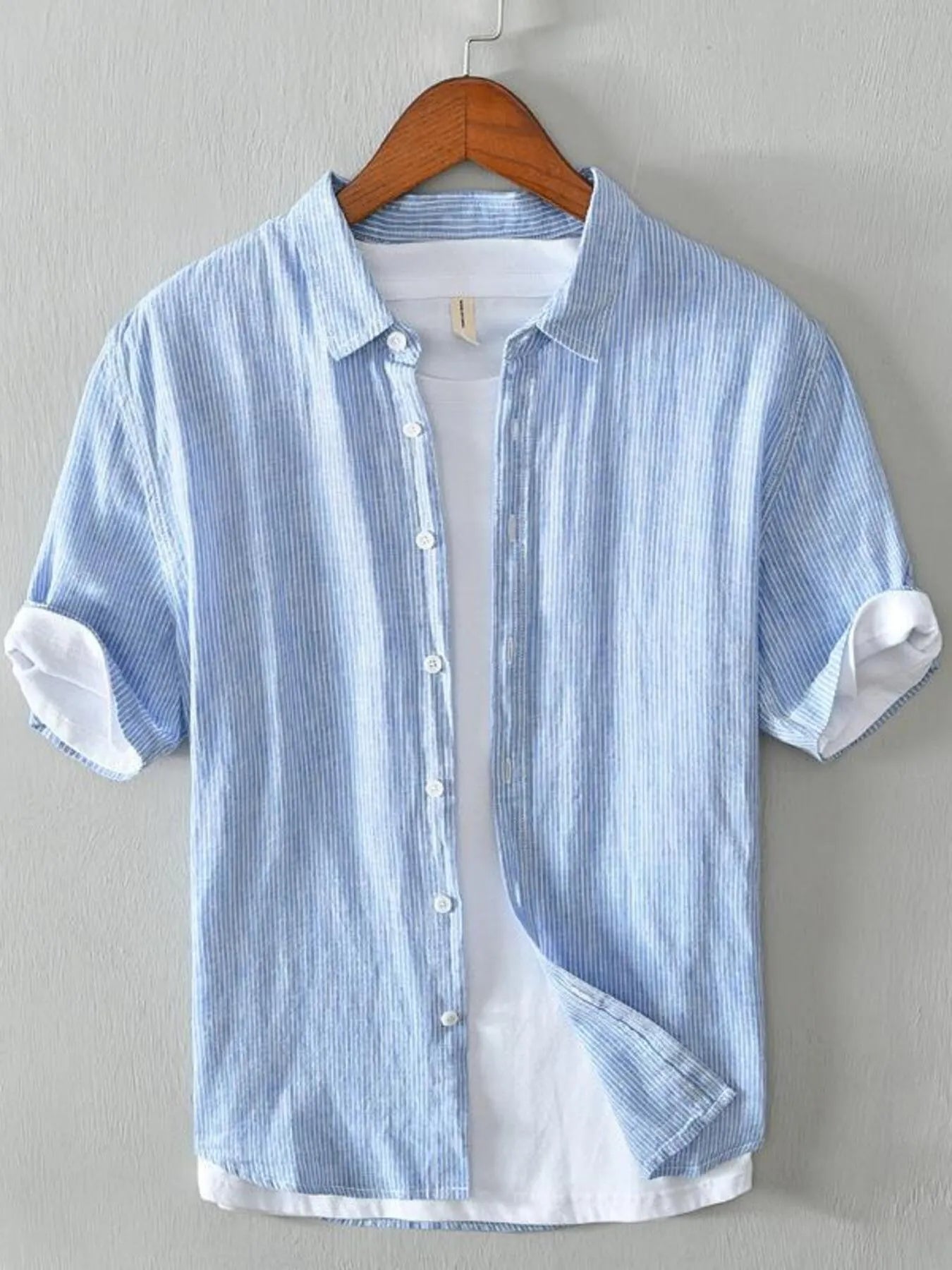Men's Plus Size Casual Striped Short Sleeve Shirt - Farnelli