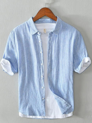 Men's Plus Size Casual Striped Short Sleeve Shirt - Farnelli