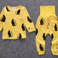 Children's Cute Cat Print Long Sleeve Top and Pants Set - Farnelli