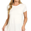 Zenana Flowy Round Hem Rayon Short Sleeve T-Shirt - IVORY