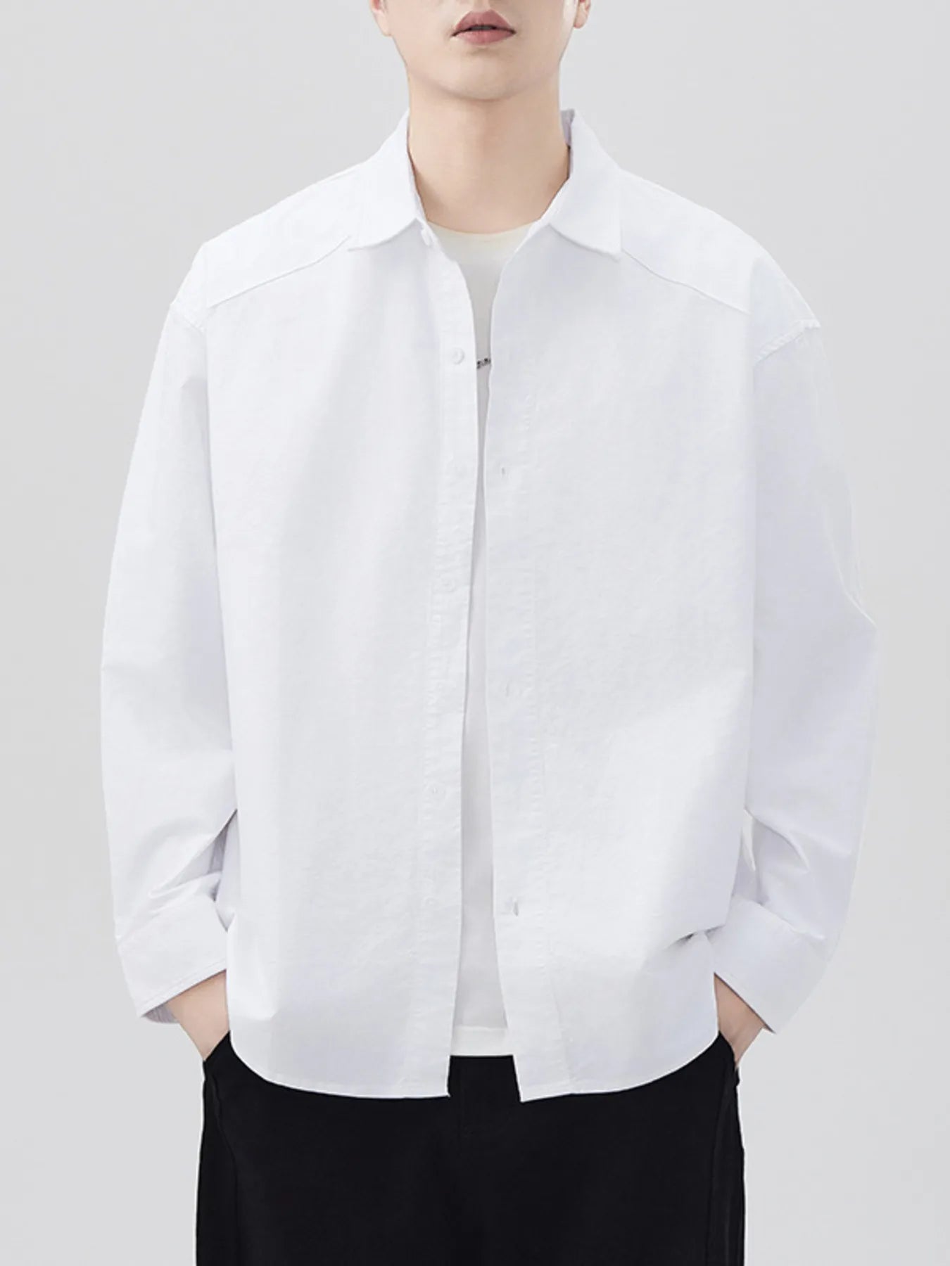 Men's Plus Size Casual Solid Color Long Sleeve Shirt - Farnelli