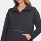 Zenana Turtleneck Half Snap Fleece Sweatshirt - Farnelli