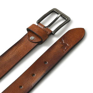 Buffalo leather belt from Classy Leather Bags featuring a classic design with a polished metal buckle.