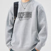 Men's Plus Size Letter Graphic Crew Neck Sweatshirt - Floral Gray