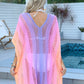 Openwork Contrast V-Neck Cover-Up - Farnelli