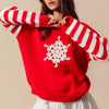 SO ME Christmas Snowflake Crochet Embellished Sweater - RED/IVORY