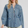 Umgee Paisley Print Denim Shirt Jacket - LT. DENIM