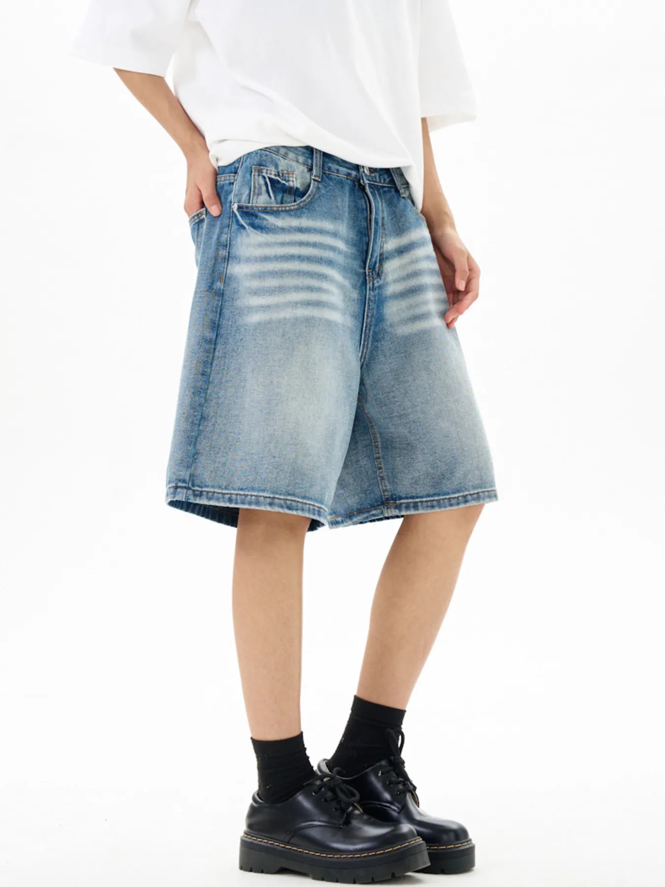Men's Washed Loose Fit Denim Shorts - Farnelli