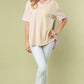 White Birch Full Size Striped Short Sleeve Drawstring Hooded Top - Farnelli