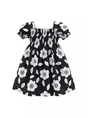 Children's Floral Print Smocked Casual Dress - Farnelli